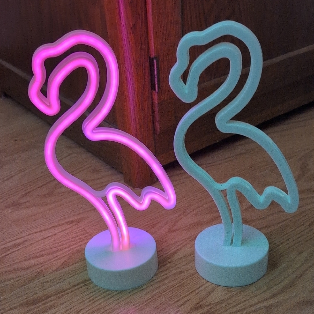 Flamingo Neon Table Lamp - Pink & White